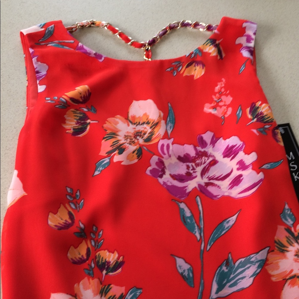NWT MSK orange floral sheer dress